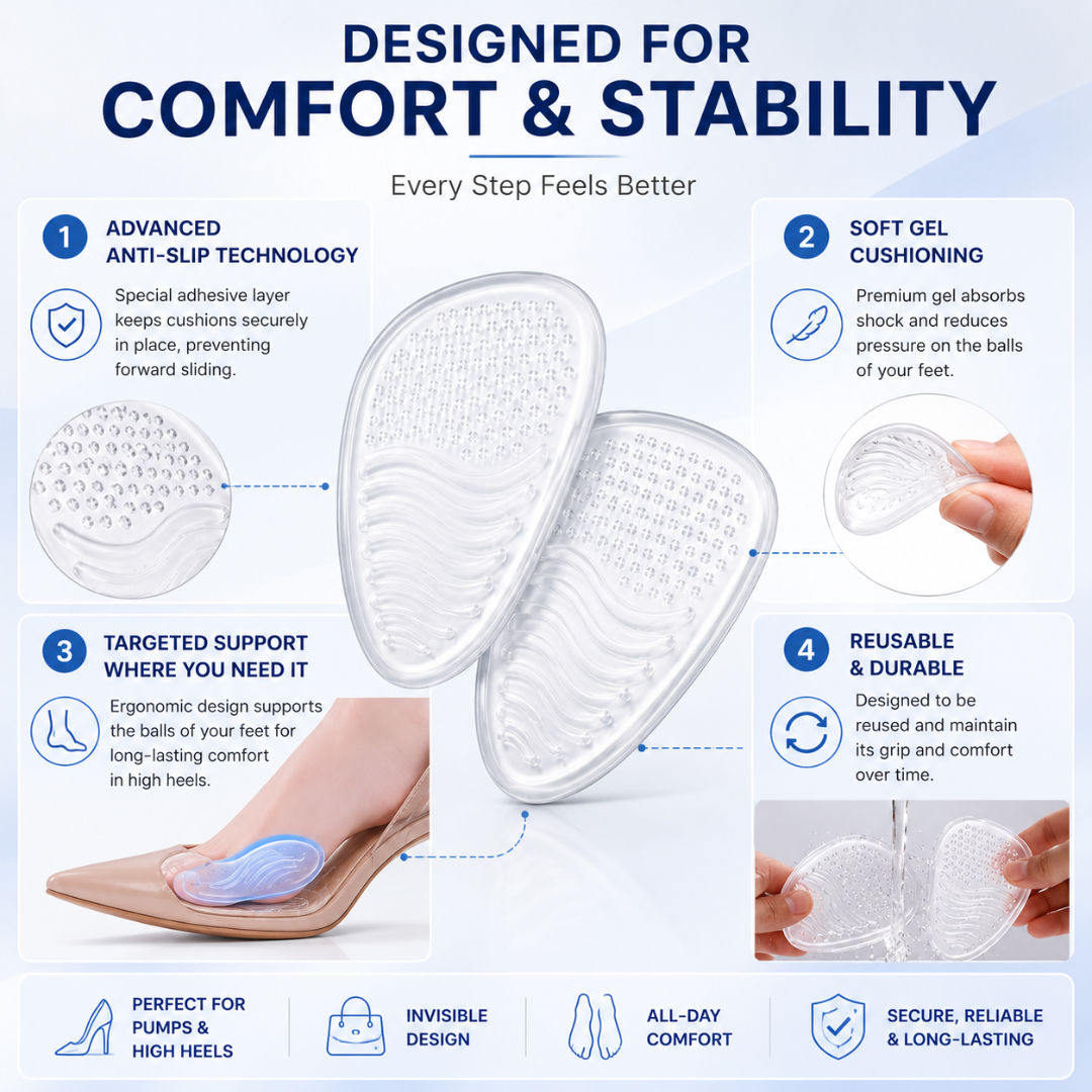 CAFFREY Gel Comfort Step — Clear Gel Cushions for High Heels