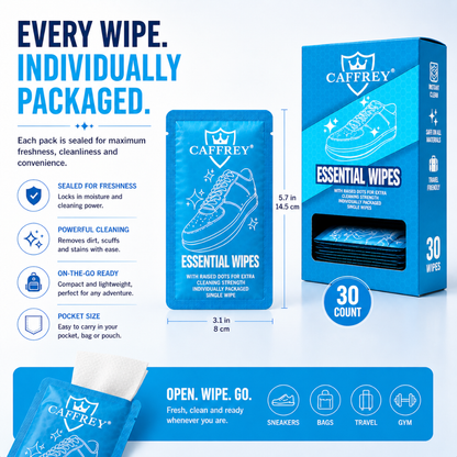 Caffrey Essential Wipes — Sneaker Cleaning Wipes, 30 Pack